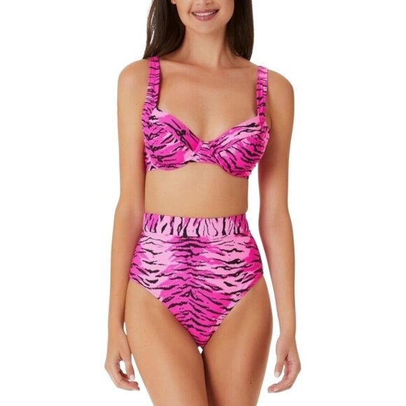 California Waves Junior Size‎ M Pink Tiger Underwire Bralette Bikini Set NWT - Picture 1 of 16